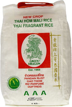 Load image into Gallery viewer, GREEN DRAGON, AAA Thai Hom Mali, Fragrant Rice, 5kg.